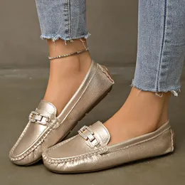 Rimocy Shining Crystal Pu Leather Laiders Women Spring Slip-On Flats Shoes Woman بالإضافة إلى حجم 42 أحذية غير رسمية غير مرسمة 240320