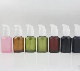 Storage Bottles Wholesale Glass Cosmetic 60ml Lotion Pump Bottle Empty Colored Serum Round Frosted SN423