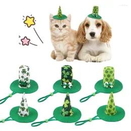 Dog Apparel Witch Hat For Pet Dress Up Costume Po Props Green Shamrock Patrick's Day Theme Cosplay