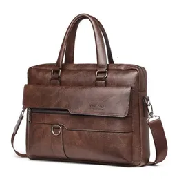 Retro Mens Briefcase Handbags Casual Leather Laptop Bags Male Business Travel Messenger Man Crossbody Shoulder Bag Bolso 240308