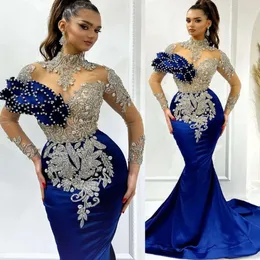 eBi ebi Aso Crystals Crystals Dresses Lace Mermaid Royal Blue Evening Party Second Second Disparty Commity Dragement Dress