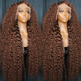 Glueless Kinky Curly Chocolate Brown 13x6 Hd Lace Front Human Hair Wig for Women Deep Curly 13x4 HD Lace Frontal Wigs Human Hair