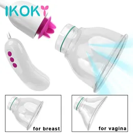 Ikoky mamilo otário mama vagina bomba clitóris estimulador 2 em 1 vibradores 52 modos de sucção lambendo brinquedos sexuais para mulher 240312