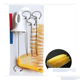 Fruktgrönsaksverktyg Tornado Potato Spiral Cutter Manual Slicer French Fry Tower Making Twist Shredder Kitchen Drop Delivery Home Gar Otknr