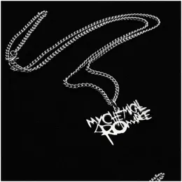 Pendant Necklaces My Chemical Romance Rock Band Woman Necklace Stainless Steel Man Charms Accessories Geometric Fashion Jewelry Drop D Dhq3S