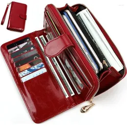 Wallets PU Leather Women's Wallet Zipper Oil Wax Zero Buckle Phone Bag Fashionable And Minimalist Business Handheld