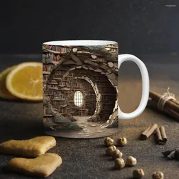 Tazze Tazza da tè Tazza da bevanda Scaffale da caffè in ceramica per gli amanti dei libri Scaffale da biblioteca unico con motivo Latte divertente