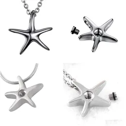 Colares Pingente Starfish Cremação Urna Aço Inoxidável Pet Memory Colar Jóias Ash Star Fish Lembrança para Cinzas Drop Delivery Pe Dhswz