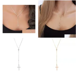 Pendant Necklaces Fine Simple 18K Cross Statement Necklace Fashion Jewelry Gold Sier Choker For Woman Lucky Gifts Drop Delivery Pendan Dhejf