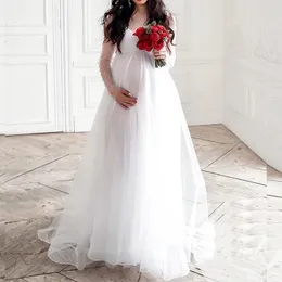 Vestido de malha de manga comprida para mulheres grávidas, vestido de casamento, adereços de tiro, vestido de maternidade, moda para mulheres grávidas, roupas 240309