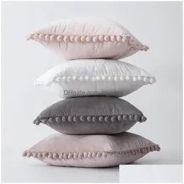 Cushion/Decorative Pillow Ball Wool P Veet Throw Case Solid Handmade Er Home Decor No Core Ml4A Drop Delivery Garden Textiles Dh9Zq