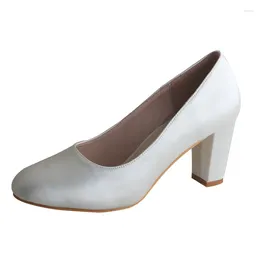 Dress Shoes Wedopus Customized Block Heels For Ladies Wedding Closed Toe Bridal Ivory 8CM