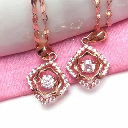 Wisiorki Inkrustowane krystaliczne naszyjnik Naszyjnik Lekki luksusowy 14 -karatowy różowy złoto elegancki urok biżuterii na prezent dla dziewczyny