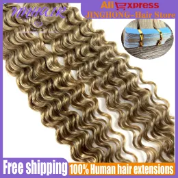 Extensions NNHAIR 18" 100% Human Hair Extensions Tape in Human Hair Extensions Remy Curly Hair For Women