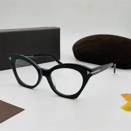 Sunglasses Frames High Quality TF Cat Eye Optical Eyeglasses Women Acetate Reading Myopia Prescription TF5456 Frame Clear Lenses