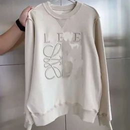 Designer Luxury Loes Classic 2022 Autumn/winter Milk Tea Colored Embroidered Flora Wei Mu Reversed Round Neck Loose Sweater Oversize