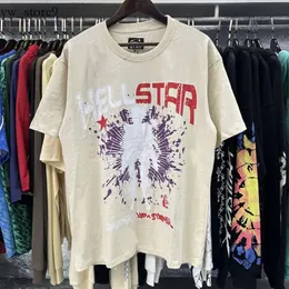 Moda Hellstar Shirt Mens Rap Top Designer Tshirt Tide Brand Fun Funny Comic Letter Inglês Print Loose All Collar Collar Short Tirmed Hellstar Short 4752