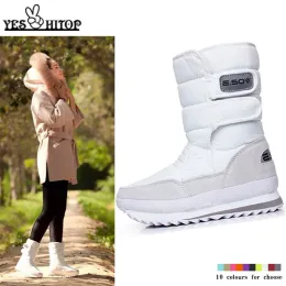 부츠 브랜드 패션 따뜻한 겨울 스노우 부츠 여성 2021 Purle Snowboots Flats Botines nieve Mujer White Red Black Yellow Botas Mujer