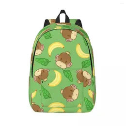 Mochila Engraçado Macacos Marrons E Bananas Masculino Estudante Escolar Feminino Grande Capacidade Laptop