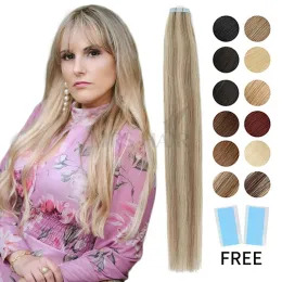 Extensões de cabelo mrs fita em extensões de cabelo humano natural real extensão do cabelo 4x0.8cm fita adesiva de trama da pele ins 1224 polegada 20 pçs