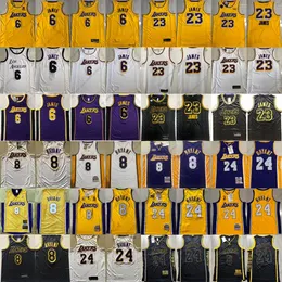 Autentyczny zszyty koszulki do koszykówki retro 8 Bryant Johnson 32 Earvin LeBron 23 James Yellow Blue