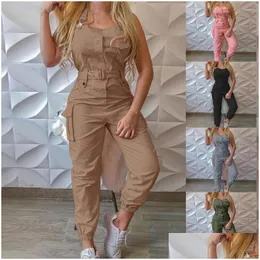 Women'S Two Piece Pants Womens Stylish Jumpsuit Polyester Women Sleeveless Halter Casual Backless Y Slim Romper Drop Delivery Apparel Dhvx0