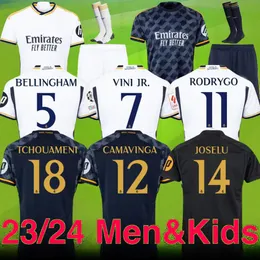 maglie BELLINGHAM calcio 22 23 24 kit calcio per bambini VINI JR TCHOUAMENI ALABA ASENSIO MODRIC RODRYGO Quarta maglia da calcio REAL MADRIDS da uomo pantaloncini da calcio