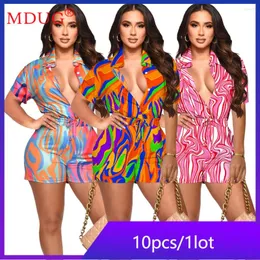 Women's Tracksuits 10sets Wholesale Summer Two Piece Sets Women Tie Dye Print Short Sleeve Shirt Shorts Outfits Casual Tracksuit Y2k Clothes