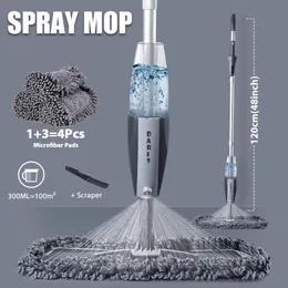 Magic Spray Mop trägolv med återanvändbara mikrofiberkuddar 360 graders handtag Hem Windows Kitchen Mop Sweeper Broom Clean Tools 240315