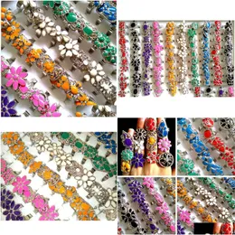 Küme halkaları 50pcs colorf güzel kadın cazibe emayel çiçek boyutu ayarlanmış bayanlar parti doğum günü hediyesi toptan jewelr dhgarden dhuqo