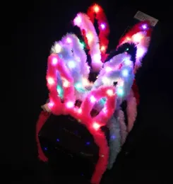 Kids Easter Bunny Rabbit Ears Cosplay Headband Child Adult Soft Furry Plush Hair Band Party Led Glow Headwear Event favors customize logo ZZ