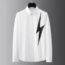 Yeni 2024 Erkek Klasik Neil Thunderbolt Moda Pamuklu Gömlek Gömlek Yüksek Kaliteli Cep Kısa Kollu S 3XL