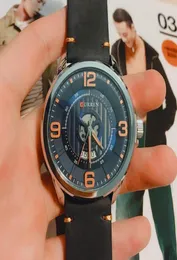 Marca superior dos homens relógios de luxo pulseira couro à prova dwaterproof água esporte quartzo multifuncional relógio militar negócios masculino clock9958191