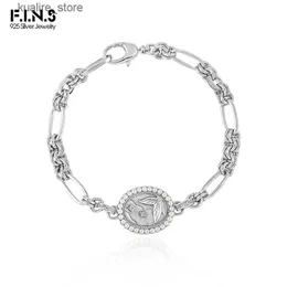 Urok bransoletki F.I.N.S Temperament geometryczny owalny Pearl S925 Srebrny Srebrny Charms Grube łańcuch Cubic Cyrronia Ręka Fine Jewelry L240322