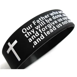 Braccialetti con ciondoli 100 pezzi Inspirational English Lords Prayer Christian Uomo Donna Moda Croce Sile Polsino all'ingrosso Cuffje Dhgarden Dhumu