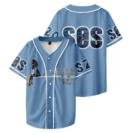 Men's T-Shirts SZA JERSEY SOS New Album Baseball T-shirt Women/Mens Fashion Summer Short Sleeve Graphic T-shirt Street Clothing Hip Hop Baseball Jersey J240322