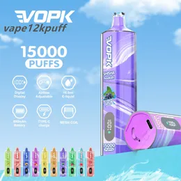 VOPK SHISHA hookah 15000puff disposable Vapes puff15000 rechargeable pods 600mAh battery pre filled 20ml mesh coil Vape pen 0% 2% 3% 5% puff15k