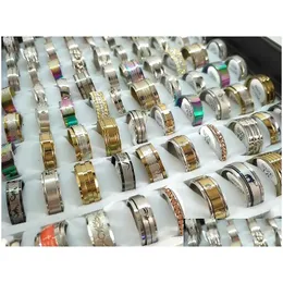 Cluster Rings Wholesale 50 Pcs Mix Lot Stainless Steel Fashion Jewelry Party Ing Ring Random Style Drop Delivery Dhuyj