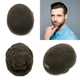 Toupees toupees uomini al 100% di sostituzione dei capelli remy in pizzo completo peli umani toupee swiss pizzo uomo toupee