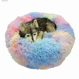 Canili penne Calmante Cuccia per cani Divano Rotondo Tappetino in peluche per cani Grandi Grandi Labrador Cat House Ciambella Letto per cani Dcpet Dropshipping Prodotti per animali domestici Y240322