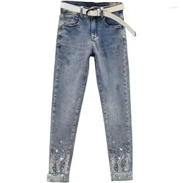 Jeans da donna 2024 donna coreana primavera estate paillettes perforazione pantaloni in denim da donna matita cowboy