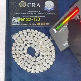 Fina smycken Anpassad 100% Pass Diamond Tester 6mm Moissanite Tennis Chain Halsband