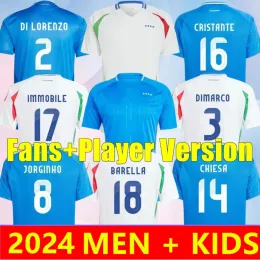 Italy Soccer Jerseys Player Version Maglie Da Calcio Long Sleeve PELLEGRINI CHIESA BARELLA Italia 24 25 Football Shirts T Women Men Set Kids Kit Training Uniform