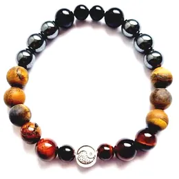 MG2085 8 mm Red Tiger Eye Hematite Black Tourmaline Bracelet Women Yinyang Charm New Design Energy Protection Wrist Mala