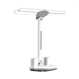 مصابيح طاولة مصباح مكتب LED مع ميناء شحن USB 180 درجة قابلة للطي وقابل للتعديل بسهولة للواجب المنزلي 2 حاملي القلم