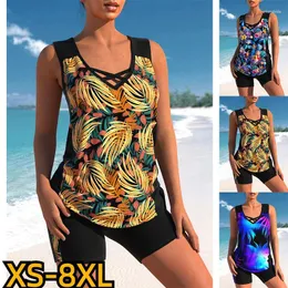 Kvinnors badkläder 2024 Fashion Monokini Loose Summer Beach Wear Two Piece Swimming 3D Print Tankinis XS-8XL