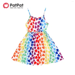Kız Elbise Patpat Çocuk Renkli Kalp Baskı Kayma Elbise