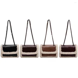 Shoulder Bags Retro Purses Handbags Women Faux Suede Bag Handbag Fleece Flap Designer PU Splicing Vintage Street Satchel For LadyGirl