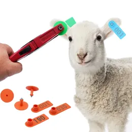 タグ家畜羊の耳タグ100 PCS番号001100羊ヤギのためのプラスチック耳タグマーカーアプリケーター動物の識別