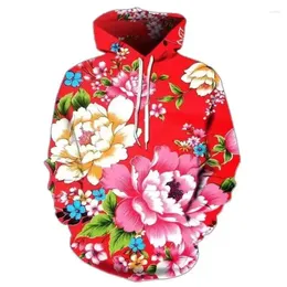 Męskie bluzy sudadera con capucha harajuku para hombre ropa de calle estampado flores rosas a la moda tops koszulka